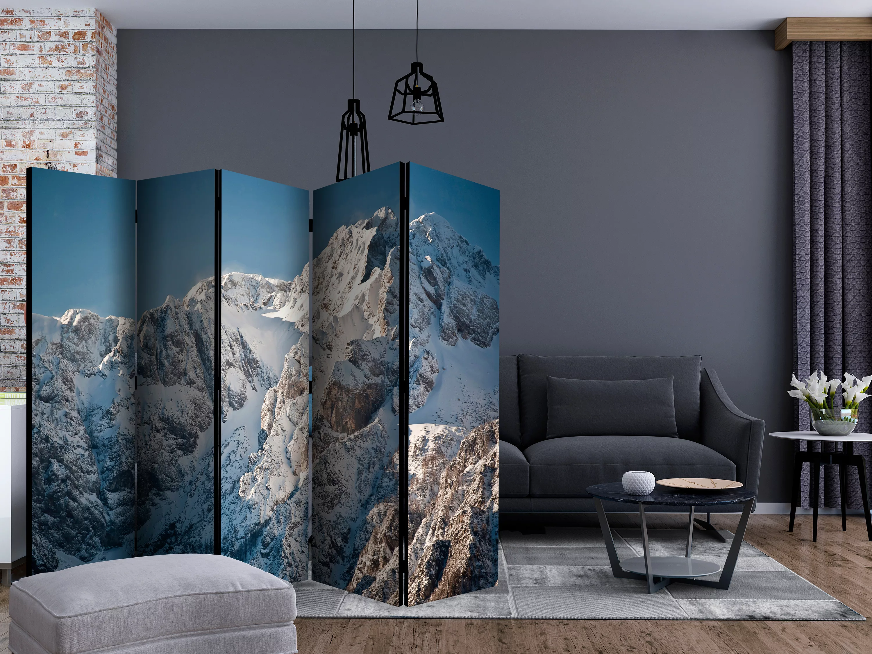 5-teiliges Paravent - Winter In The Alps Ii [room Dividers] günstig online kaufen