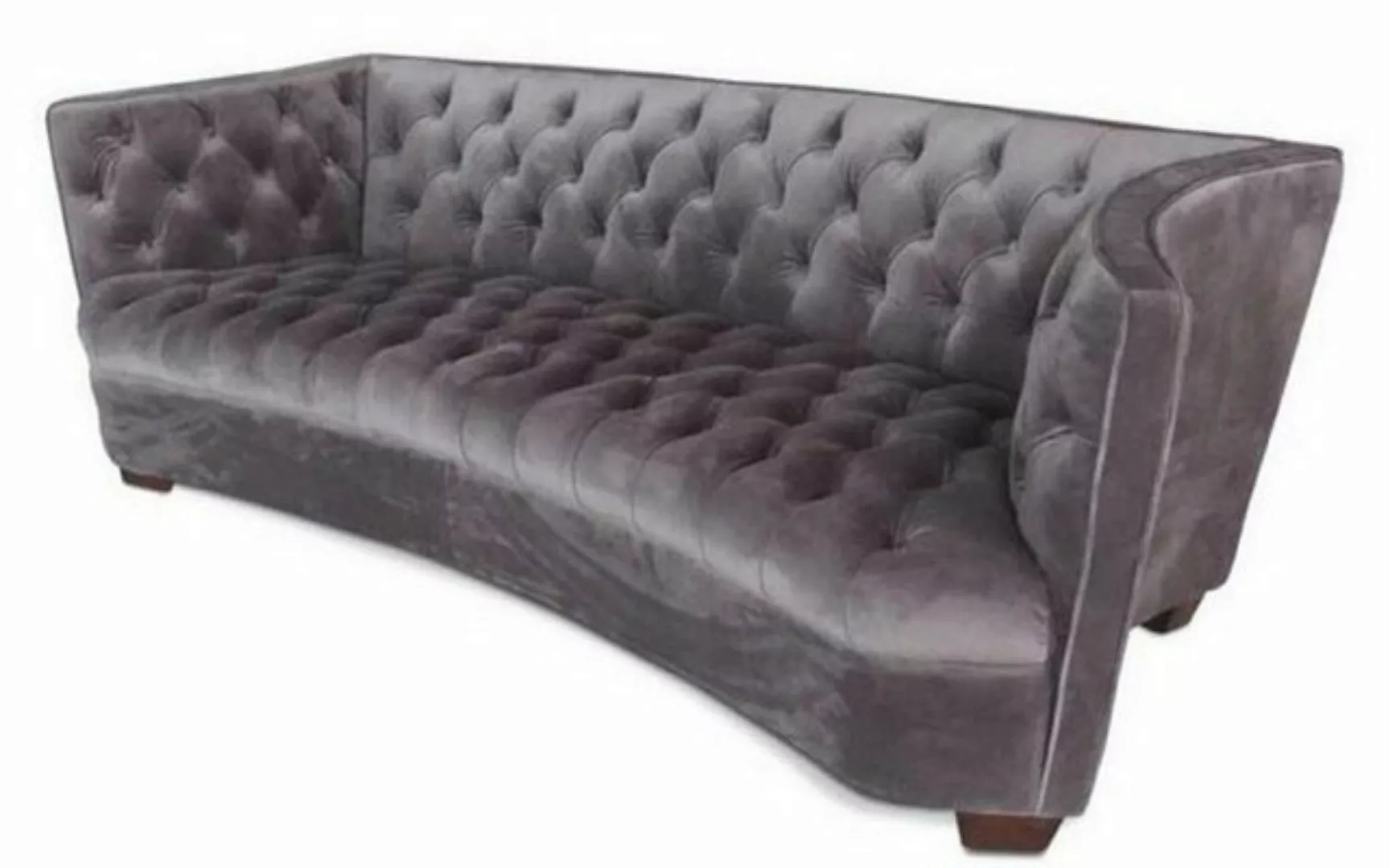 Casa Padrino Chesterfield-Sofa Luxus Chesterfield Samt Sofa Grau / Braun 22 günstig online kaufen