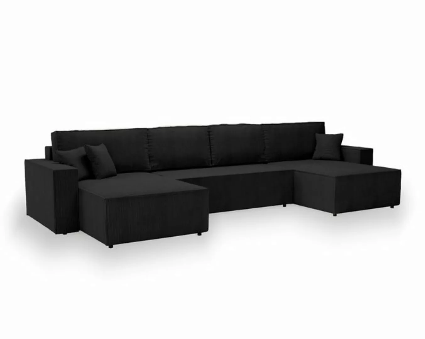 Goldstoff Ecksofa U Sofa mit Schlaffunktion Amalia U 377 cm- Sofa Cord günstig online kaufen