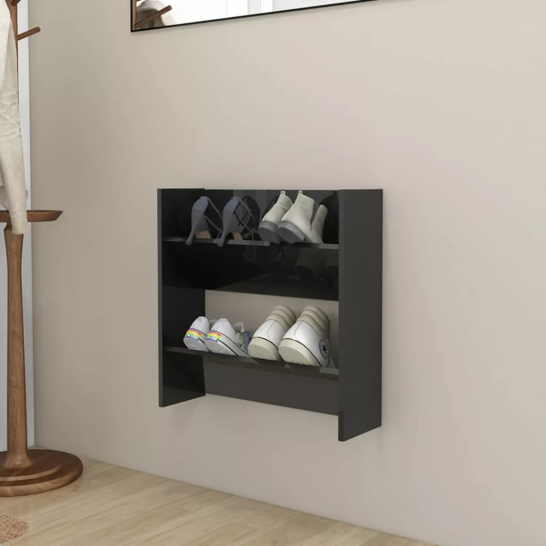 Wand-schuhschrank Hochglanz-schwarz 60x18x60 Cm Spanplatte günstig online kaufen