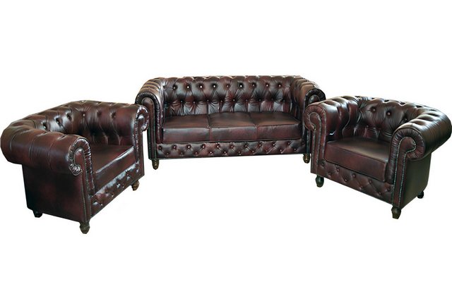 Xlmoebel Sofa Neue Chesterfield-Garnitur mit Designer-Sofa und drei Sesseln günstig online kaufen