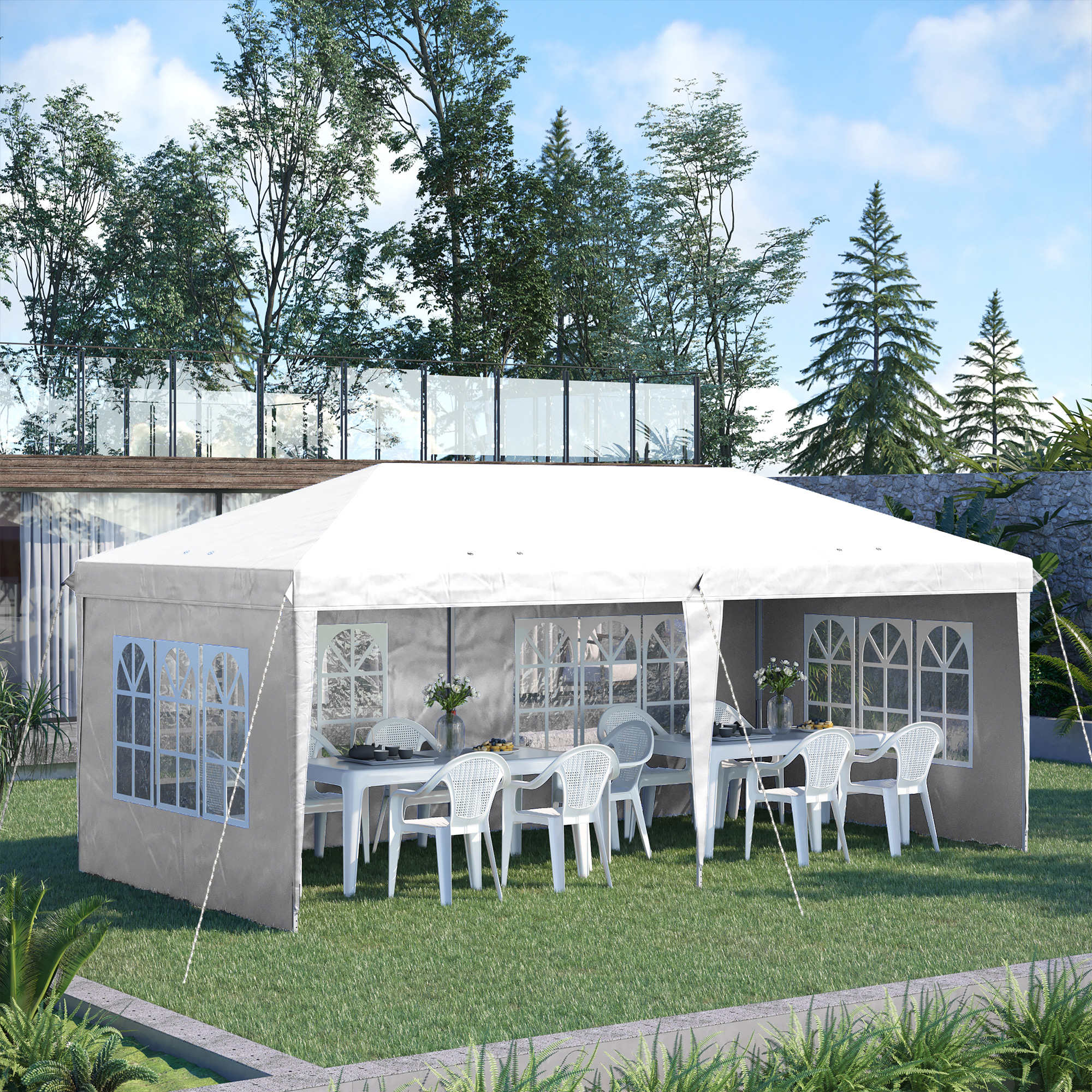 Outsunny Faltpavillon 6 x 3 m Partyzelt mit UV-Schutz, Pop Up Pavillon mit günstig online kaufen