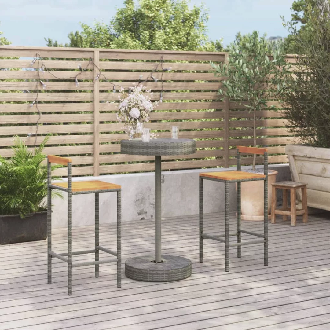 Vidaxl 3-tlg. Gartenbar-set Grau Poly Rattan & Massivholz Akazie günstig online kaufen