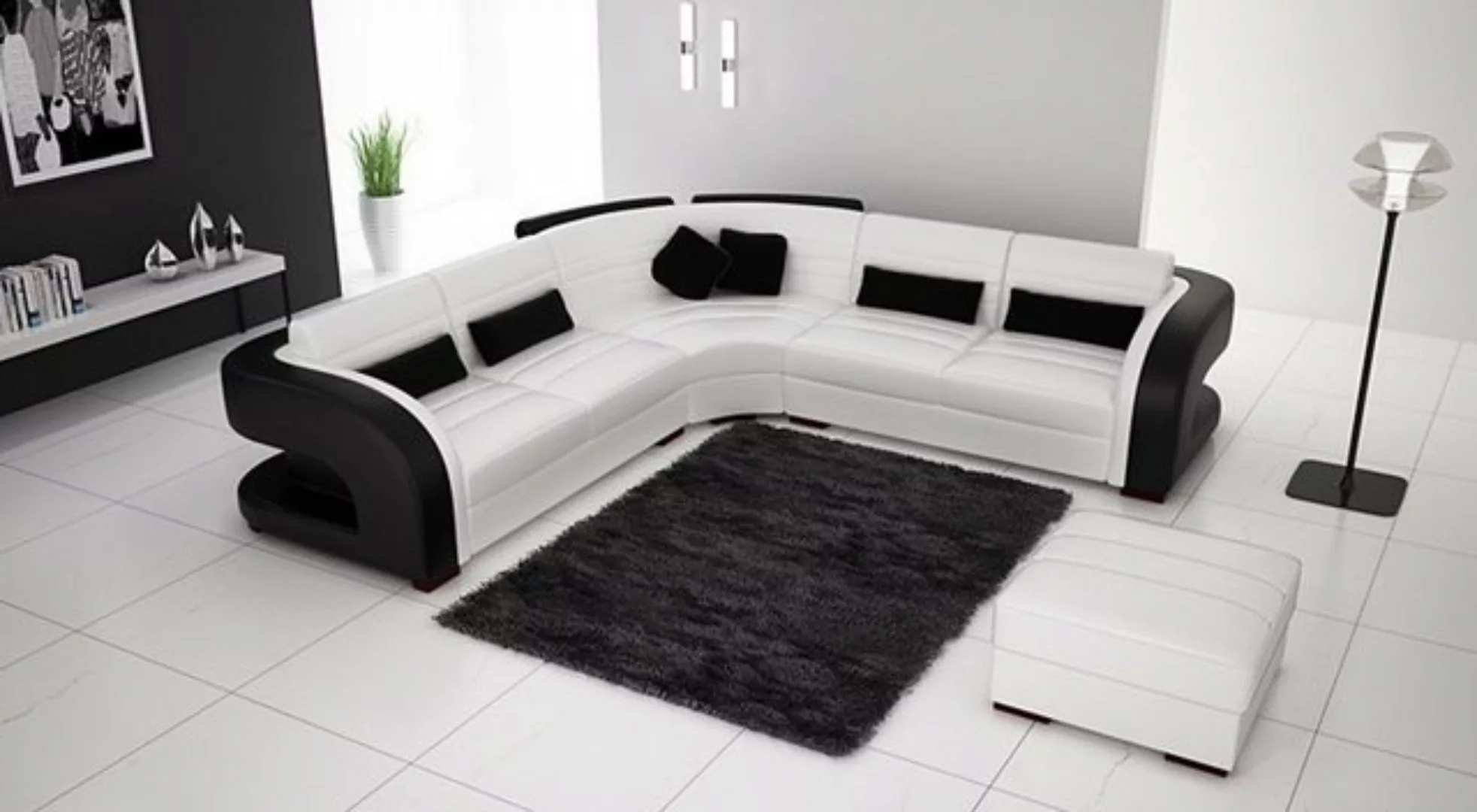 JVmoebel Ecksofa, Garnitur Wohnlandschaft L-Form Neu Designer Ecksofa + Hoc günstig online kaufen