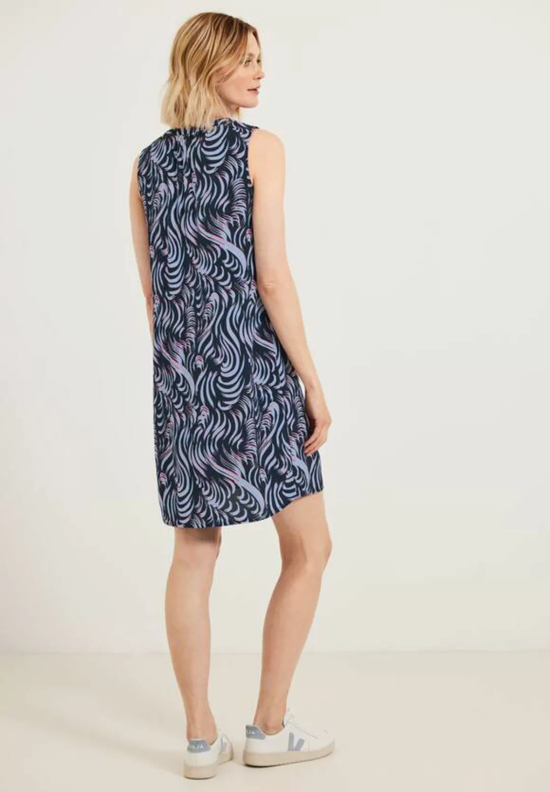 Wellenprint Crêpe Kleid günstig online kaufen