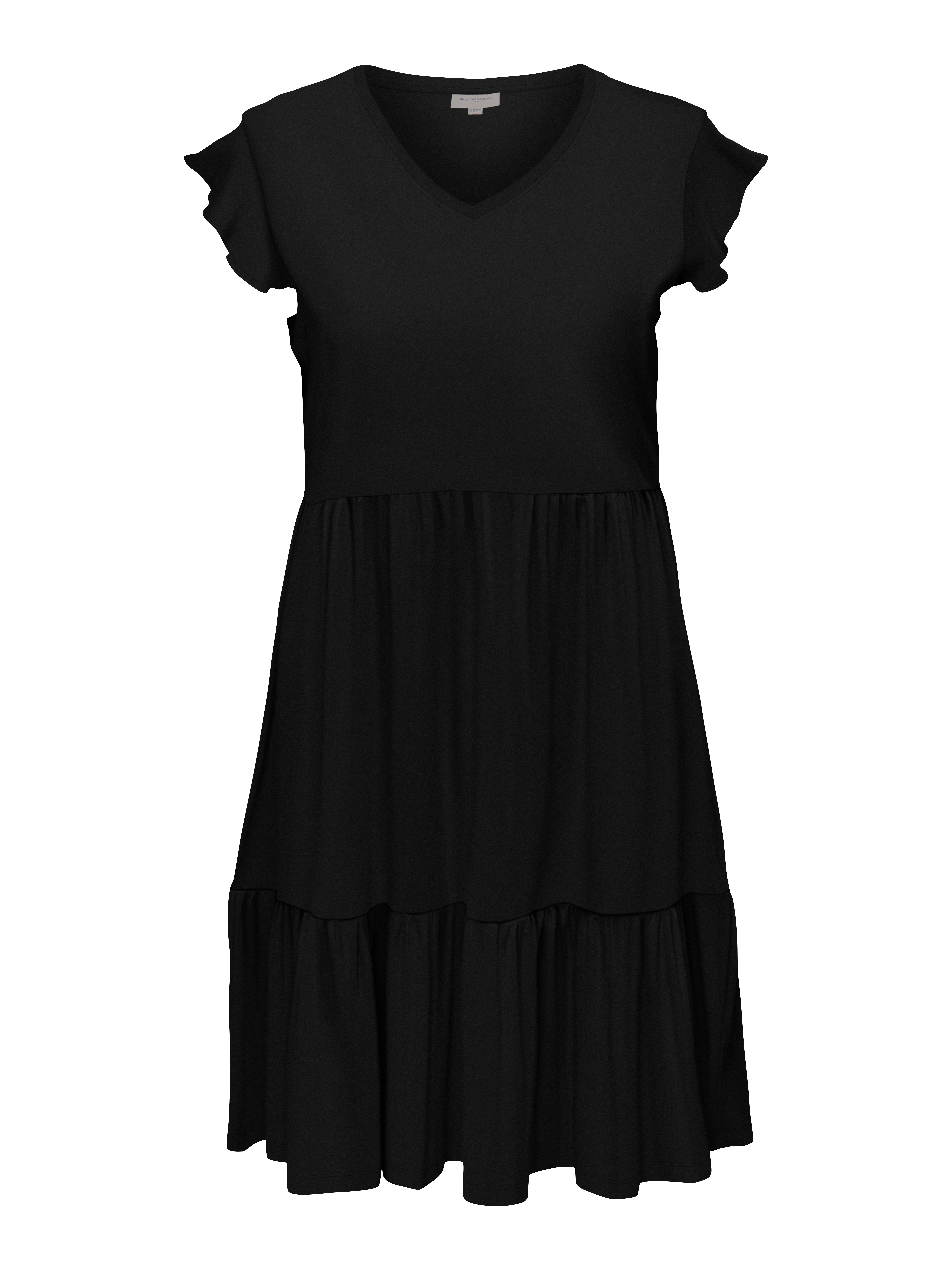 ONLY CARMAKOMA Jerseykleid "CARMAY LIFE CAP SL FRILL DRESS JRS NOOS", mit V günstig online kaufen