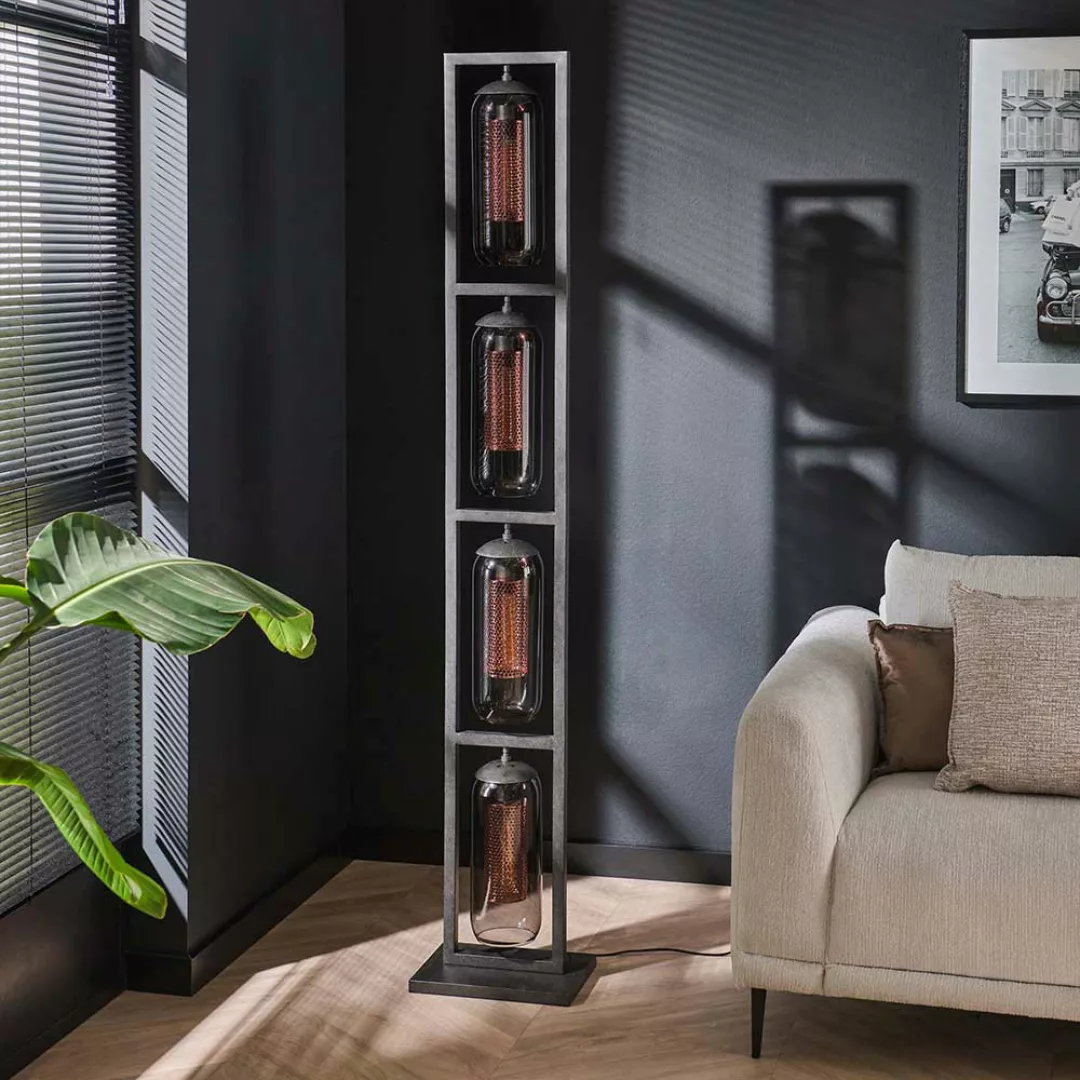 Stehlampe Metall und Glas in modernem Design 190 cm hoch günstig online kaufen