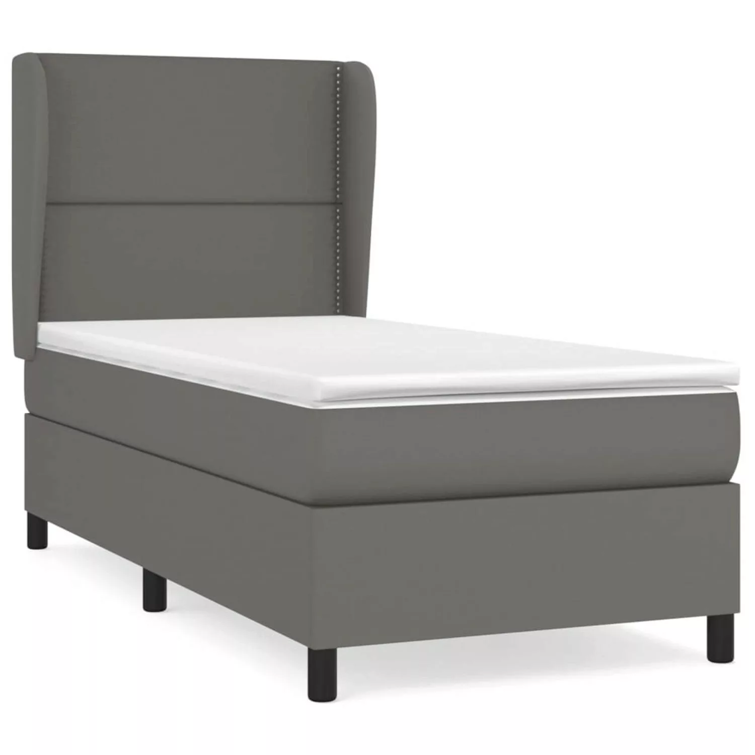 vidaXL Boxspringbett mit Matratze Grau 100x200 cm Kunstleder1466745 günstig online kaufen