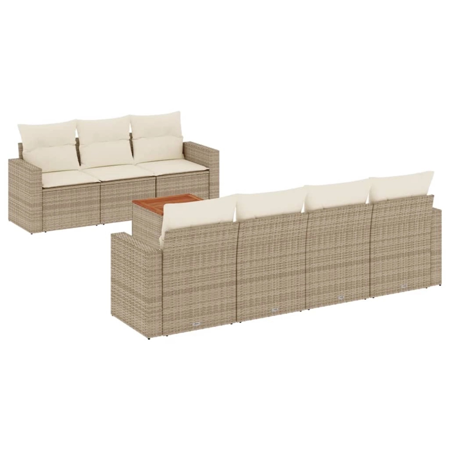 vidaXL 8-Tlg Garten-Sofagarnitur mit Kissen Beige Poly Rattan 3256359 günstig online kaufen