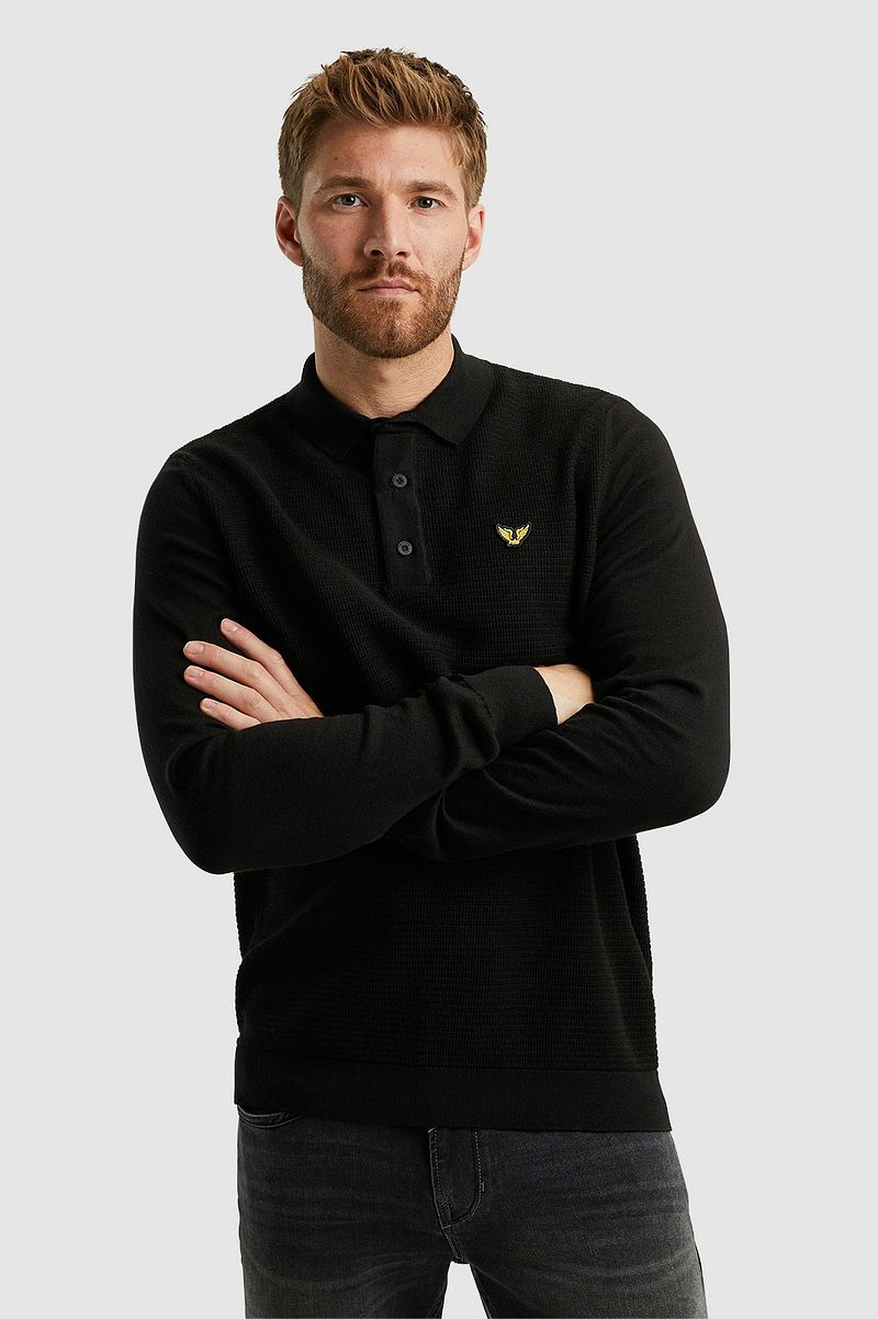 PME Legend Long Sleeve Poloshirt Schwarz - Größe L günstig online kaufen