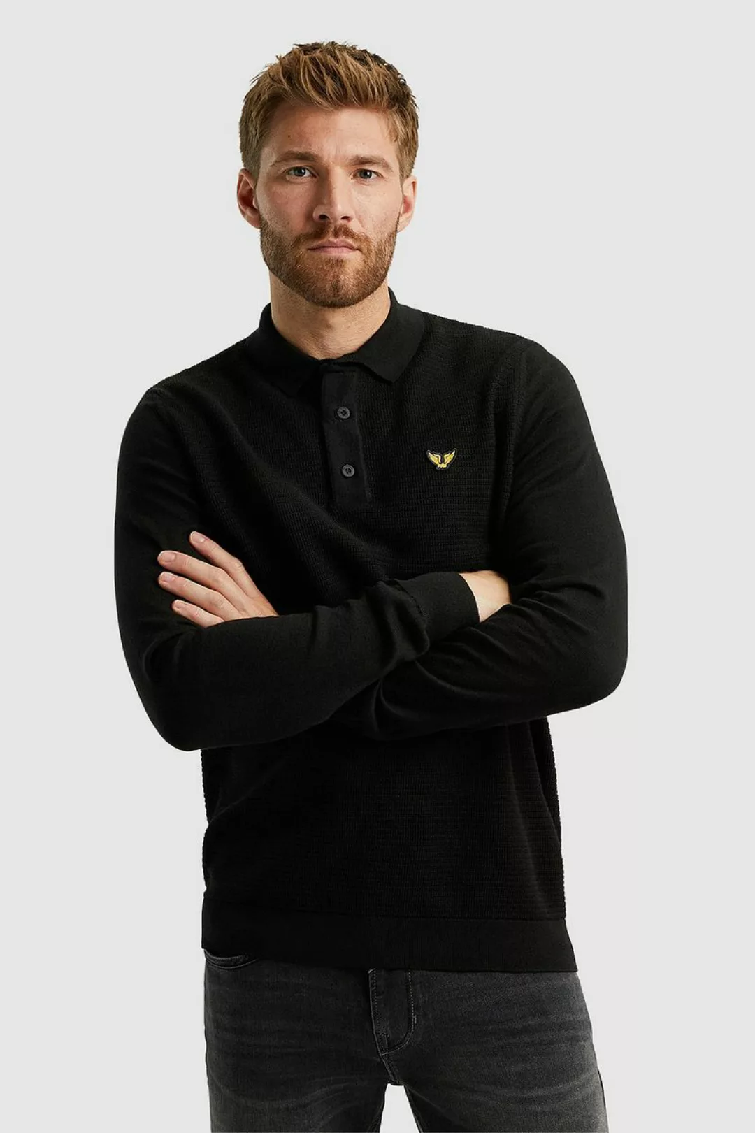 PME Legend Long Sleeve Poloshirt Schwarz - Größe M günstig online kaufen