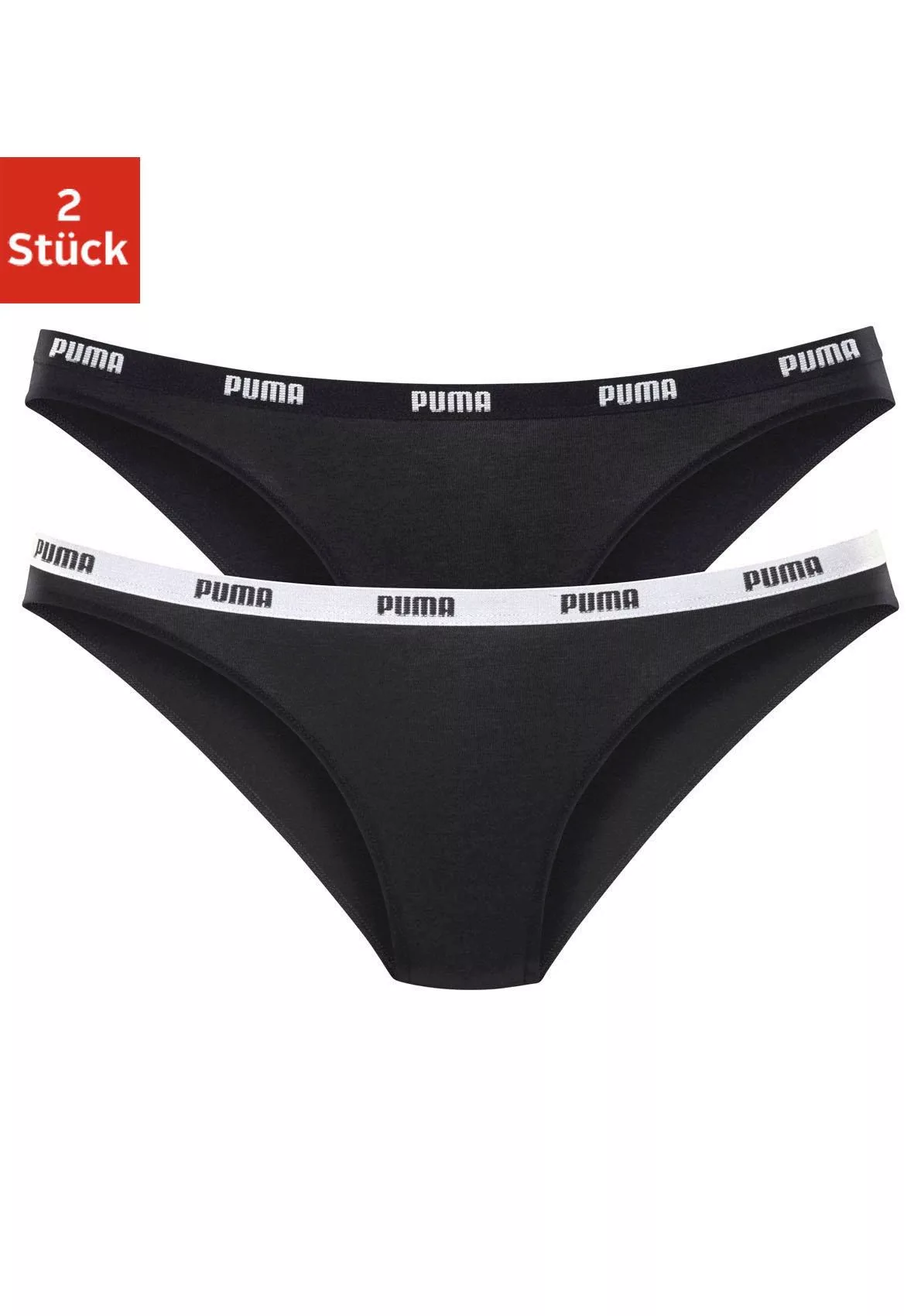 PUMA Bikinislip "Iconic", (Packung, 2er-Pack), mit schmalem Logo-Webbündche günstig online kaufen