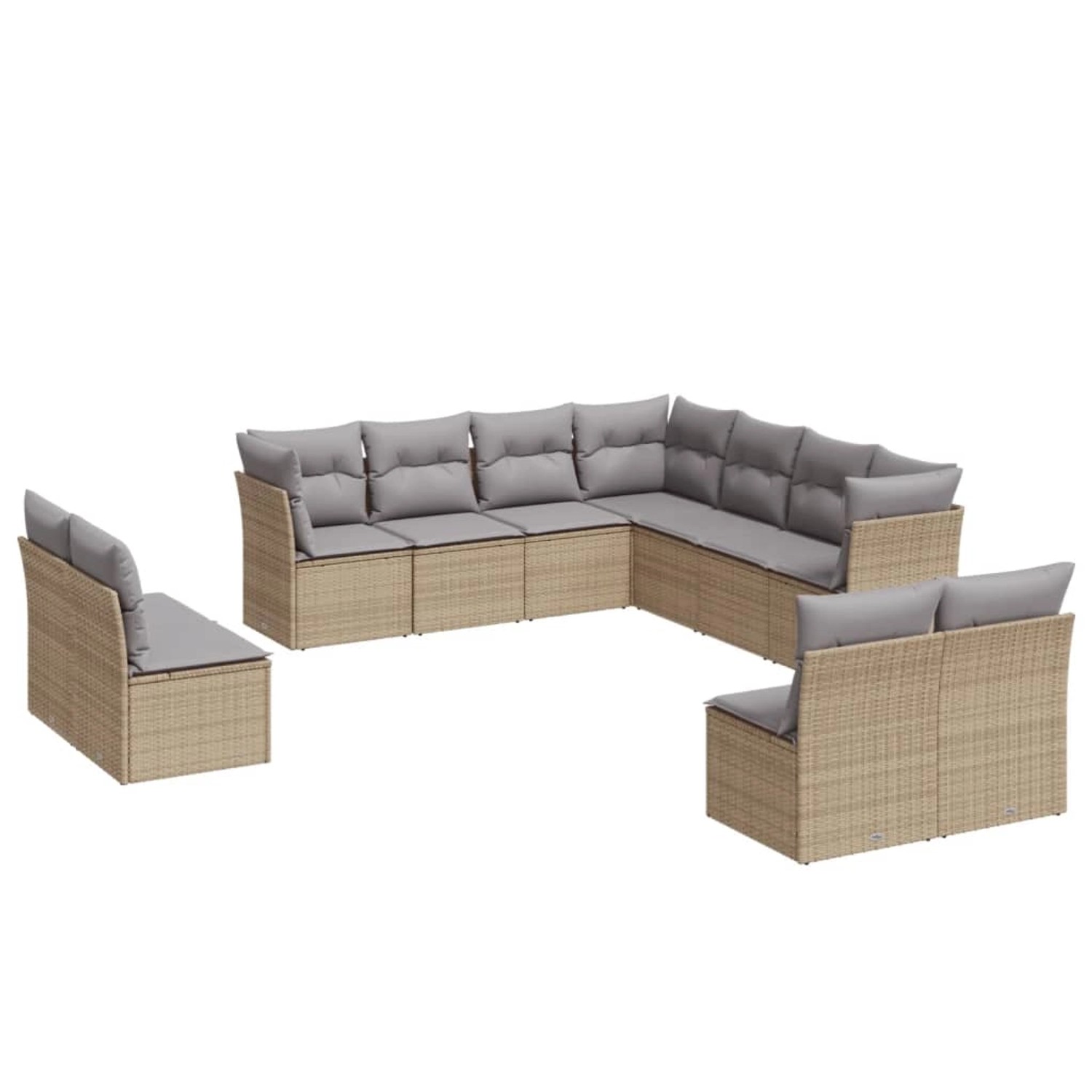 vidaXL 11-tlg Garten-Sofagarnitur mit Kissen Beige Poly Rattan Modell 19 günstig online kaufen