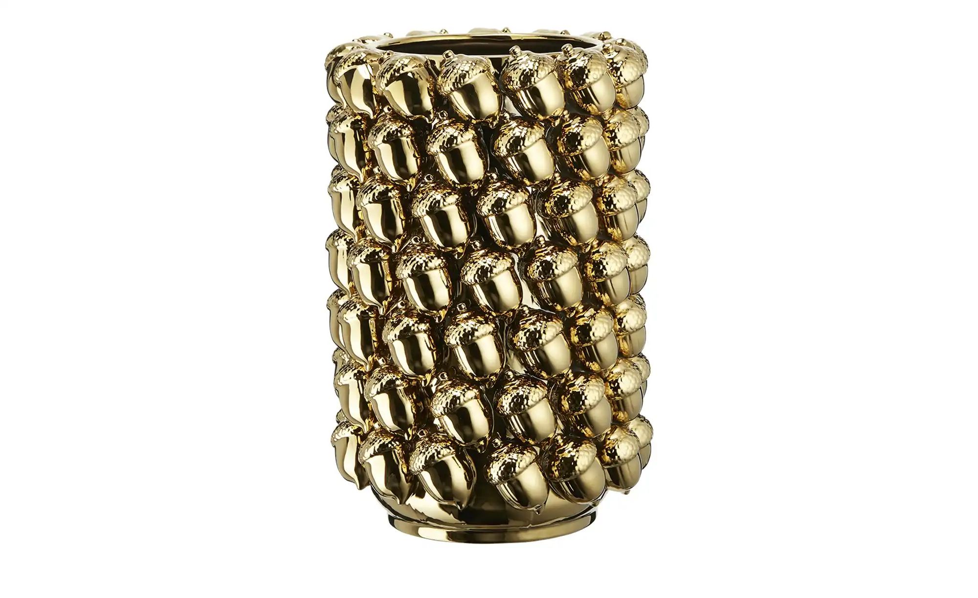 HOME STORY Vase 3D Eicheln ¦ gold ¦ Dolomite ¦ Maße (cm): H: 37  Ø: 24.5 We günstig online kaufen