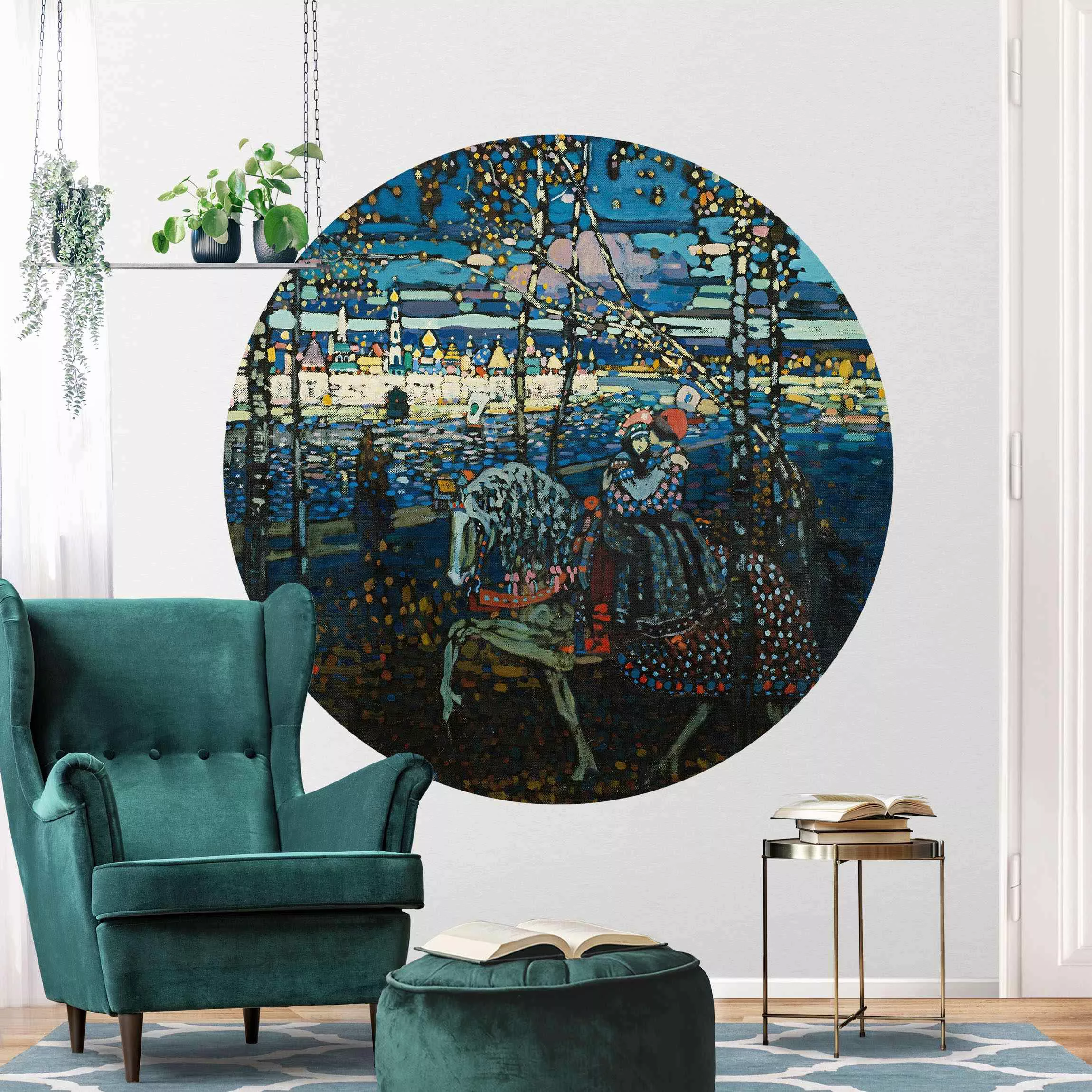 Runde Fototapete selbstklebend Wassily Kandinsky - Reitendes Paar günstig online kaufen