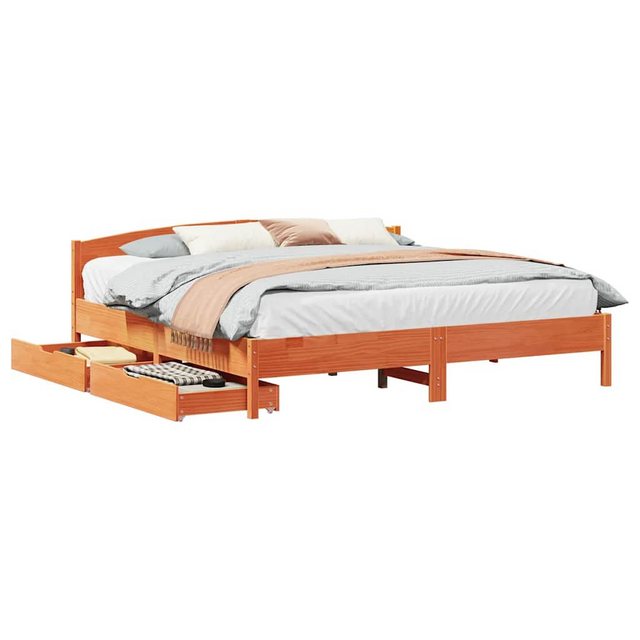 vidaXL Bett, Massivholzbett ohne Matratze Wachsbraun 200x200 Kiefernholz günstig online kaufen