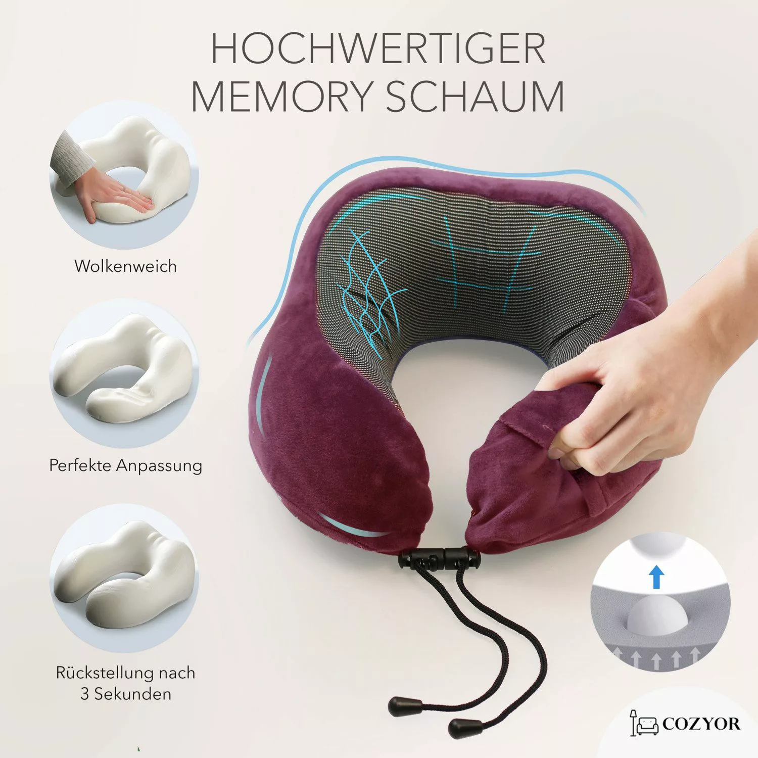 Cozyor Nackenstützkissen Memory Nackenkissen mit verstellbarem günstig online kaufen