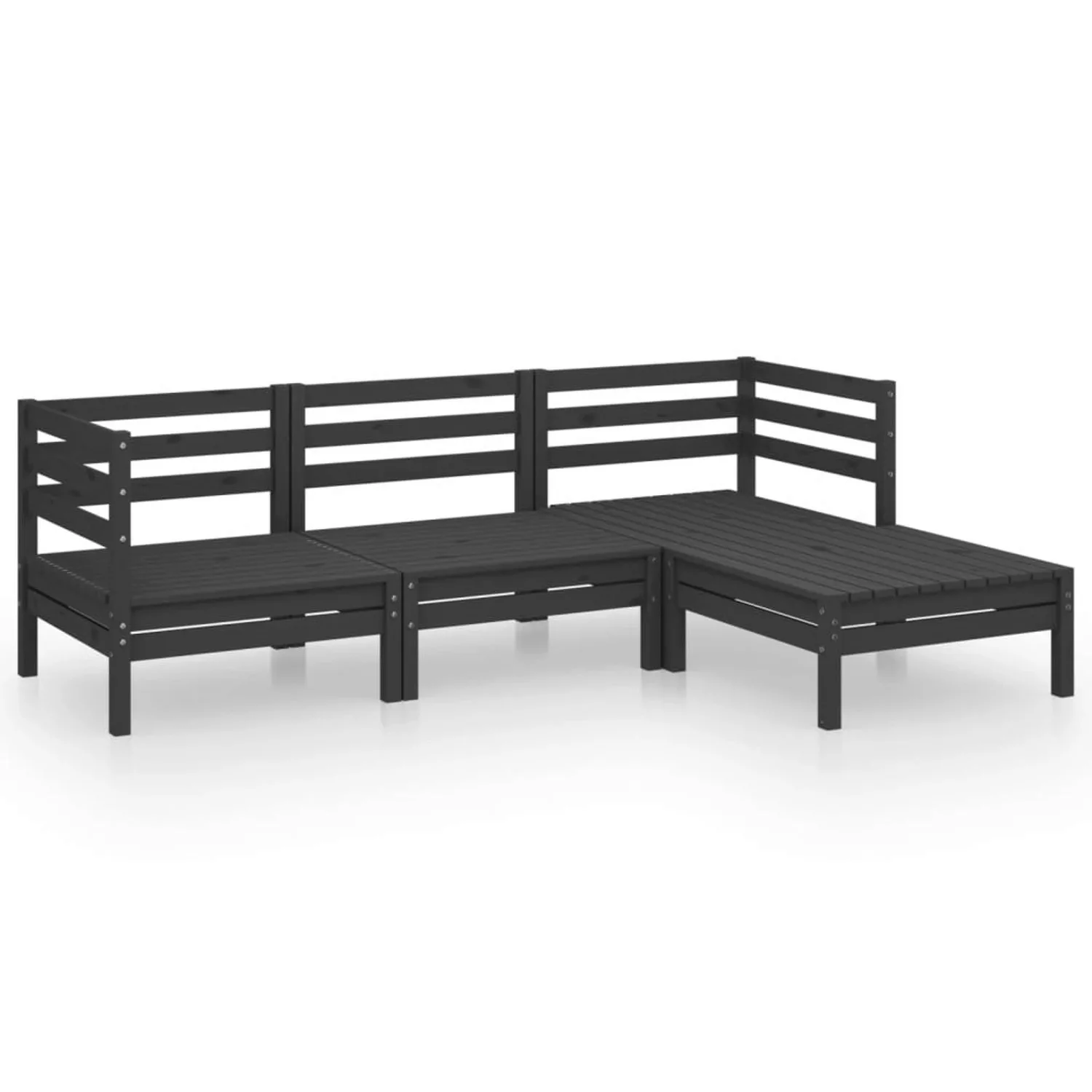 4-tlg. Garten-lounge-set Massivholz Kiefer Schwarz günstig online kaufen