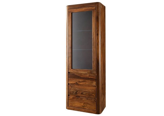 Massivmoebel24 Standvitrine (Vitrine Sheesham 70x40x202 walnuss gewachst TO günstig online kaufen