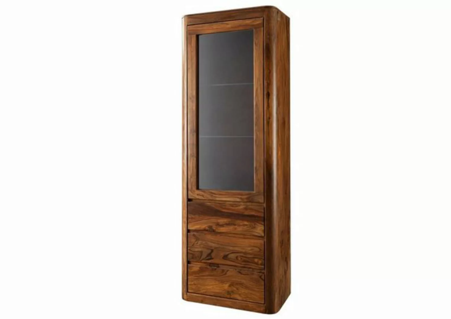 Massivmoebel24 Standvitrine (Vitrine Sheesham 70x40x202 walnuss gewachst TO günstig online kaufen