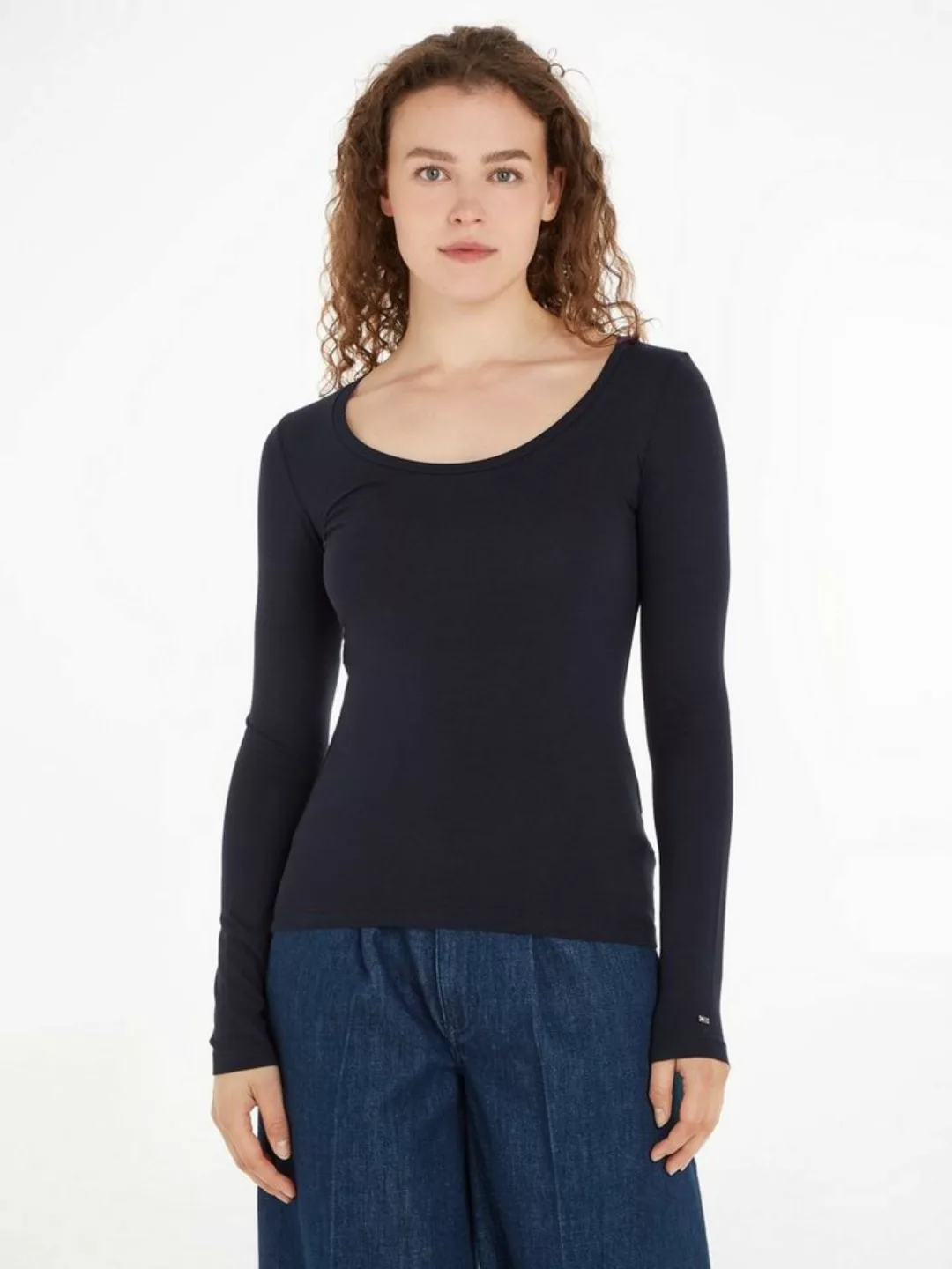 Tommy Hilfiger Langarmshirt SLIM MODERN CO/EA SCOOP LS in klassicher Basic- günstig online kaufen