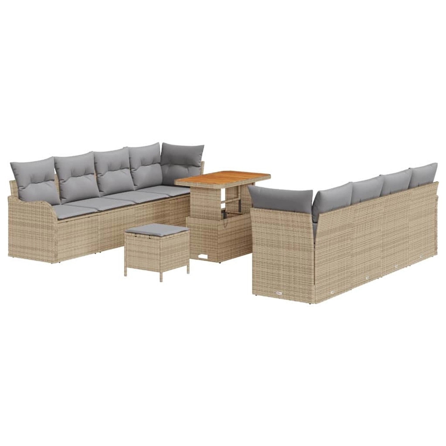 vidaXL 11-Teiliges Garten-Sofa-Set mit Kissen in Beige aus Poly Rattan und günstig online kaufen