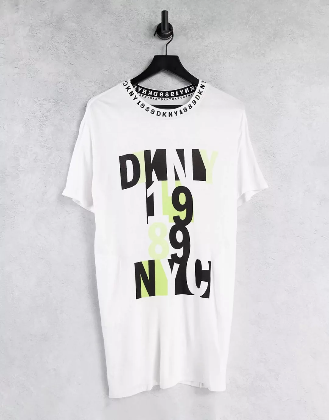 DKNY – Oversize-Hemd in Weiß mit Logo-Print günstig online kaufen