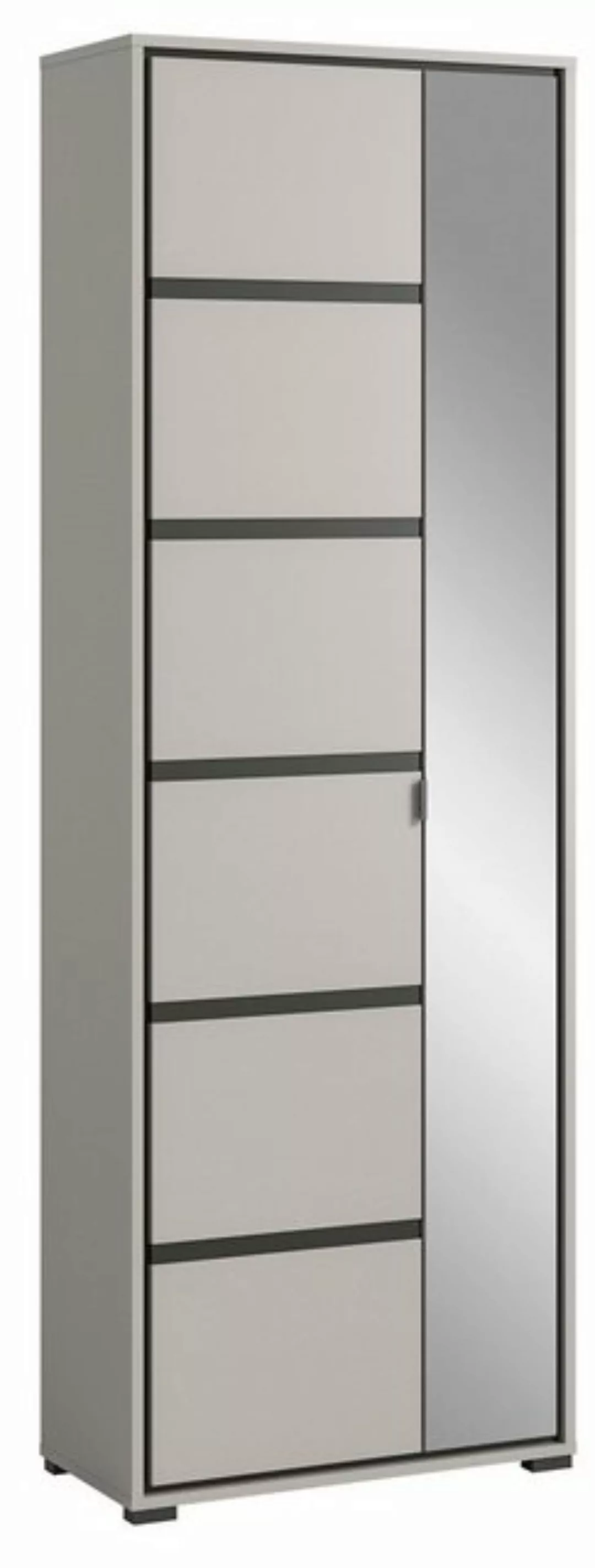 möbelando Garderobenschrank Jaru in grau mit 2 Türen und 6 Fächern. Abmessu günstig online kaufen