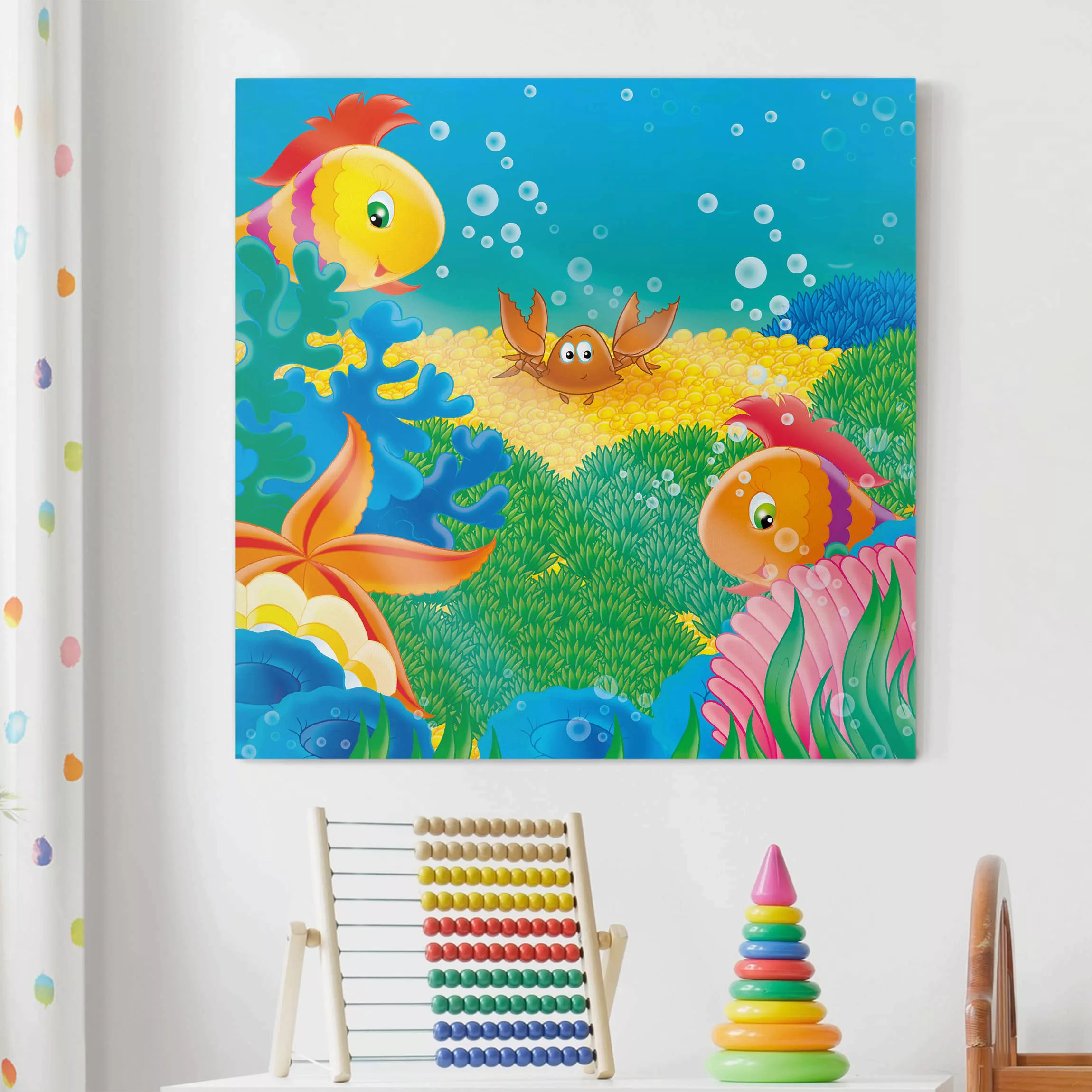 Leinwandbild Kinderzimmer - Quadrat Aquatic Live günstig online kaufen