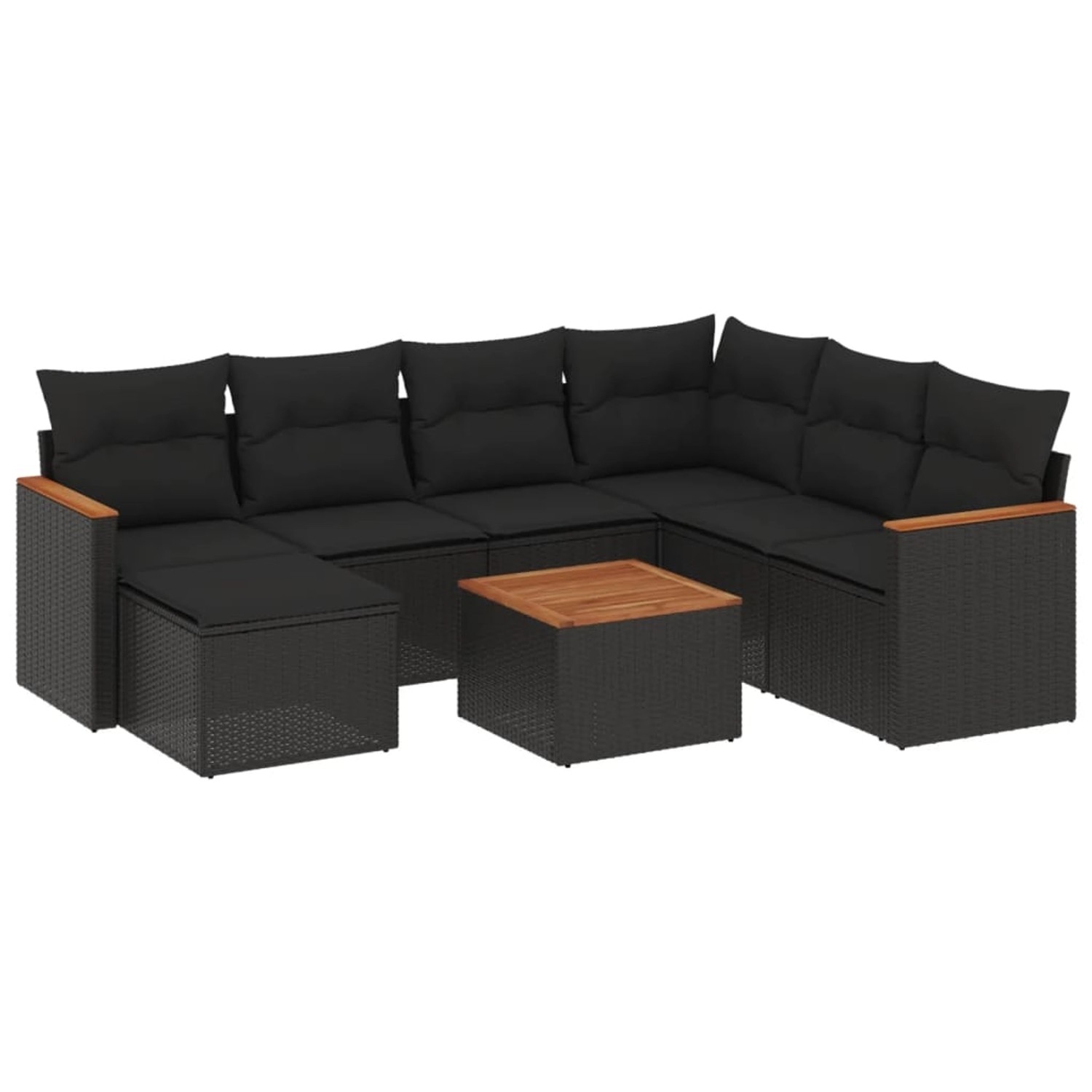 vidaXL 8-Tlg Garten-Sofagarnitur mit Kissen Schwarz Poly Rattan 3226209 günstig online kaufen