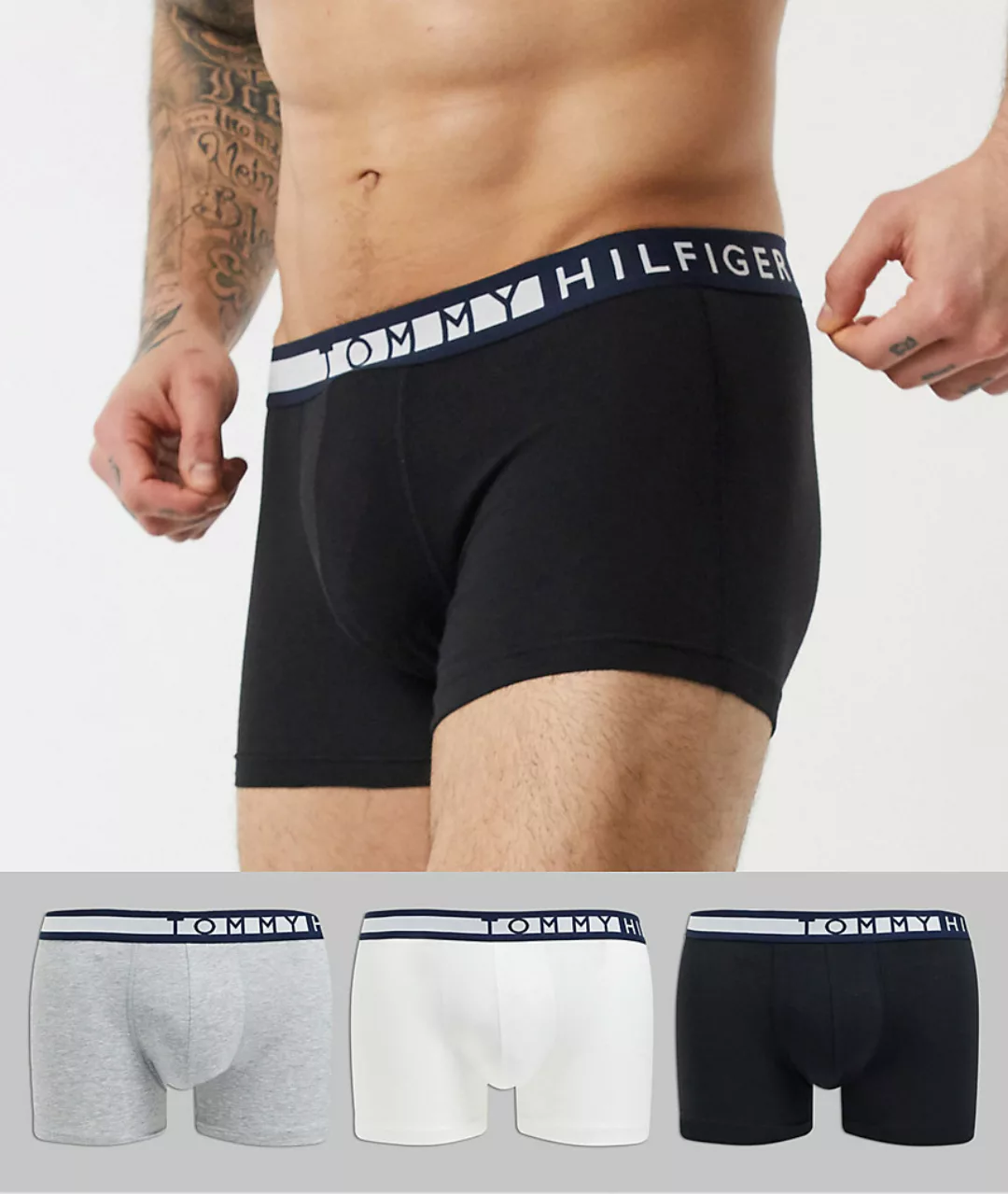 Tommy Hilfiger 3-er Set Trunks Schwarz, Weiß & Grau günstig online kaufen