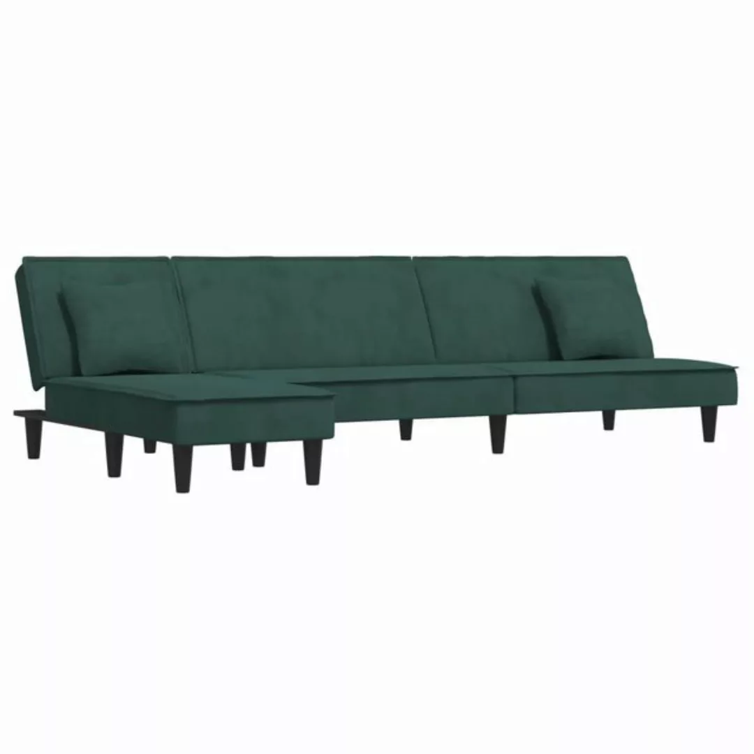 vidaXL Sofa Schlafsofa in L-Form Dunkelgrün 255x140x70 cm Samt günstig online kaufen