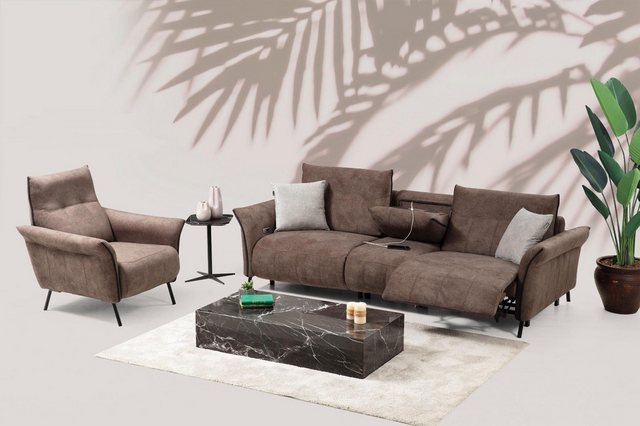 Xlmoebel Sofa Exklusives Set mit vier Sitzplätzen: Sofa und Designer-Sessel günstig online kaufen