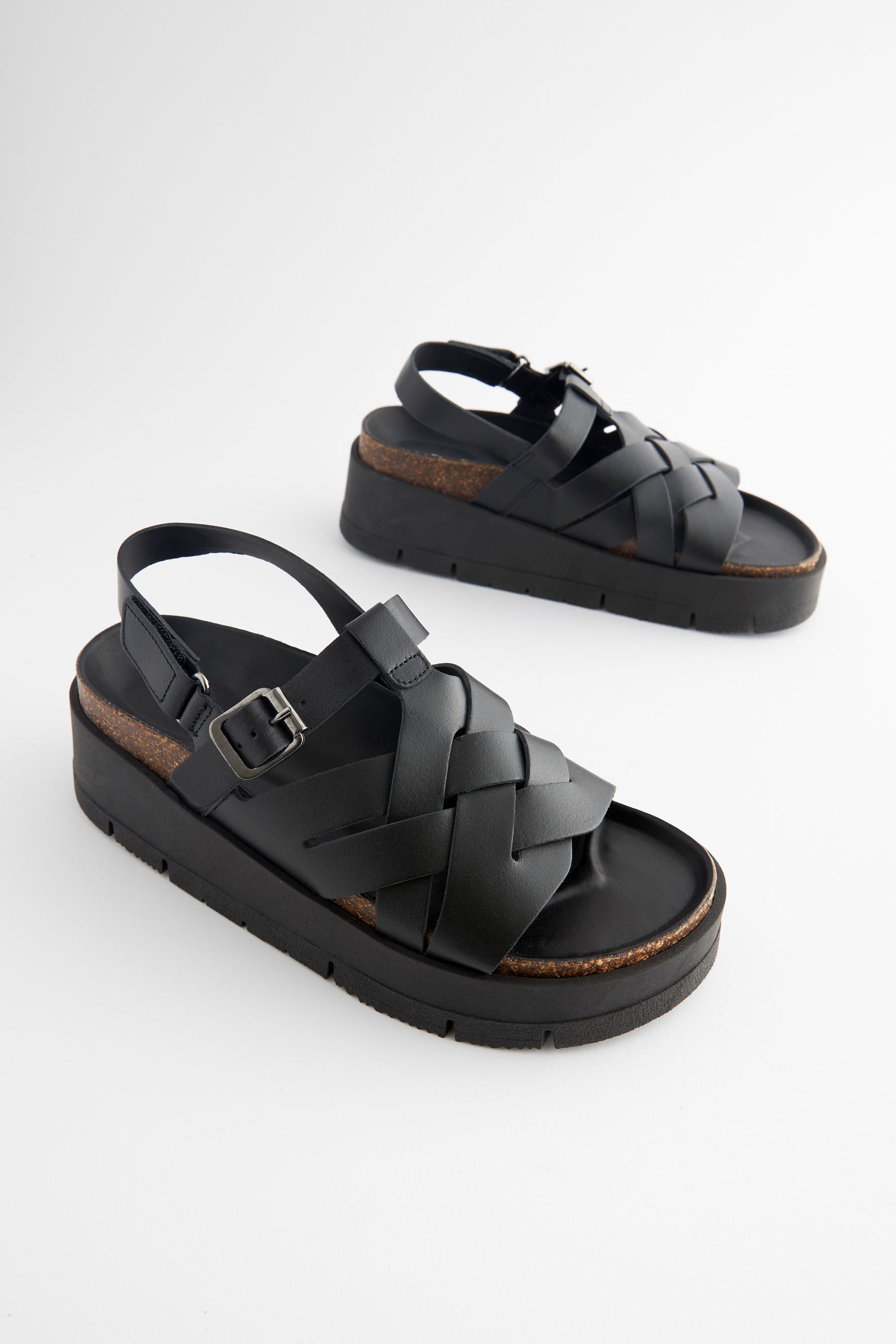 Next Ledersandalen im Web-Design, Flatform-Keilabsatz Keilsandalette günstig online kaufen