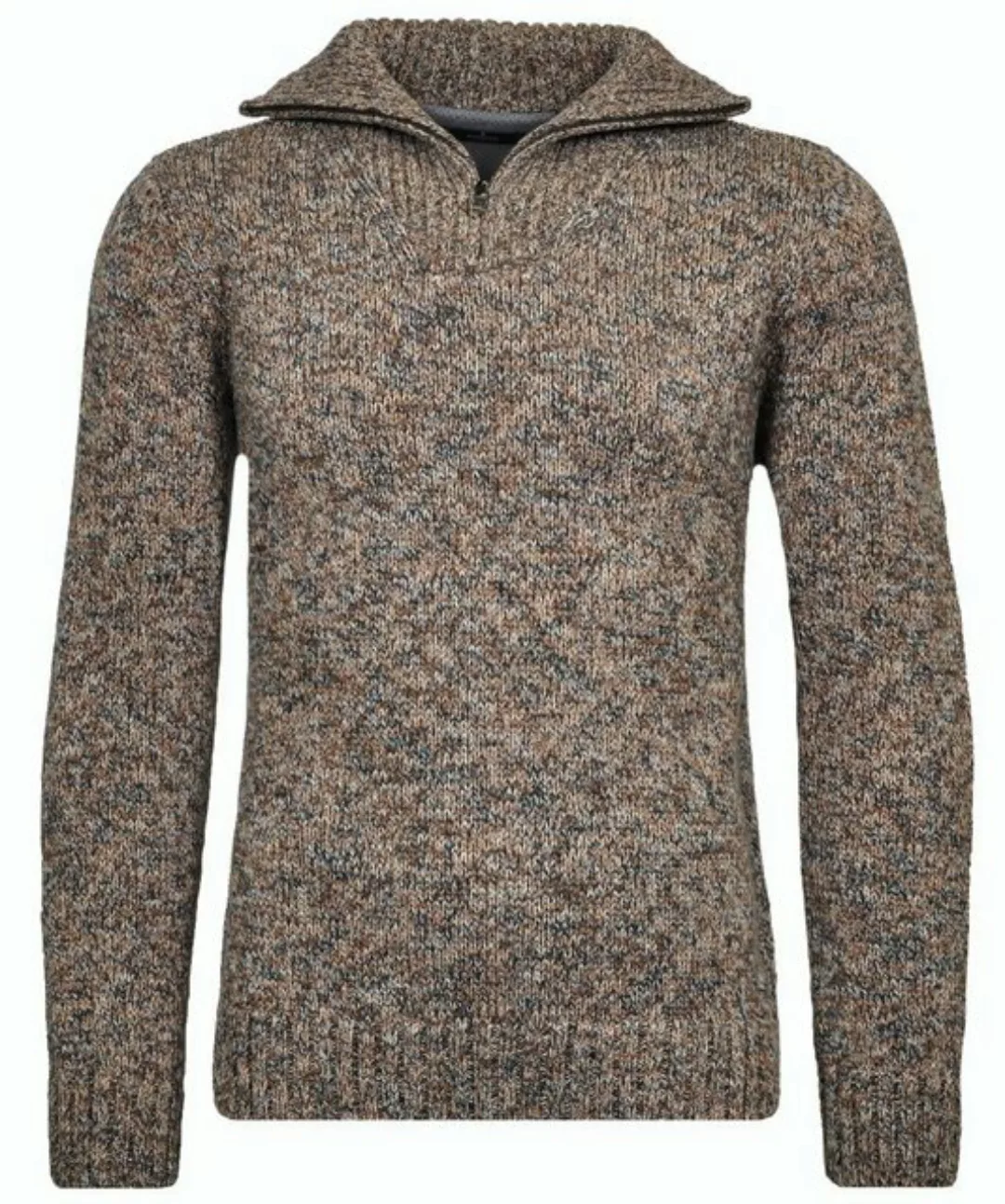 RAGMAN V-Ausschnitt-Pullover Tweed mit Troyer und Zip günstig online kaufen