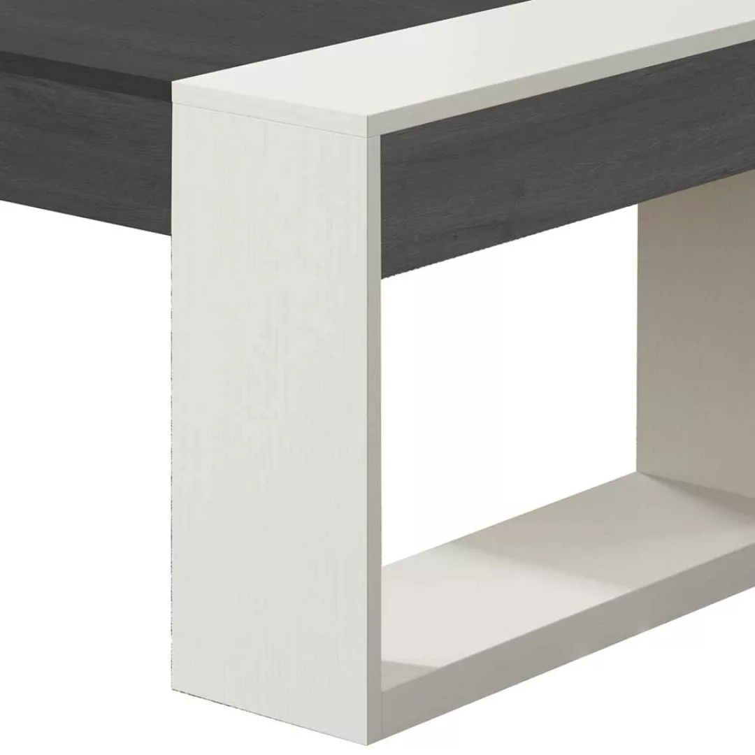 Sofatisch in Schwarzgrau und Weiß hochklappbarer Tischplatte günstig online kaufen