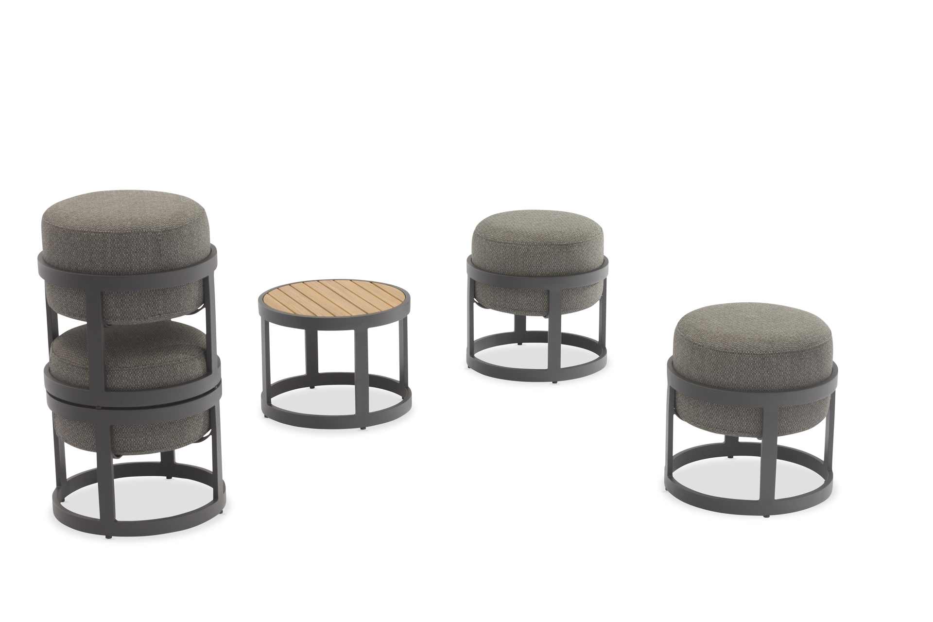 Totem Hocker Set + Coffee Table für den Garten Kohle günstig online kaufen