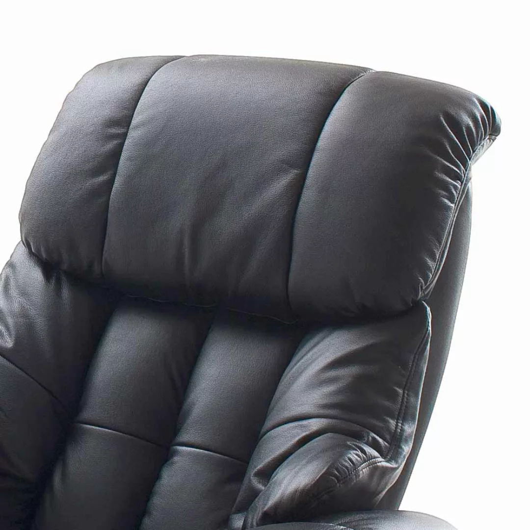 Relaxsessel aus Leder Schwarz mit Hocker (zweiteilig) günstig online kaufen