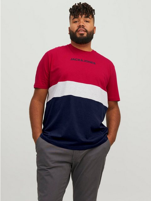 Jack & Jones T-Shirt Plus Size Collorblock T-Shirt mit Logo Print Shirt JJE günstig online kaufen