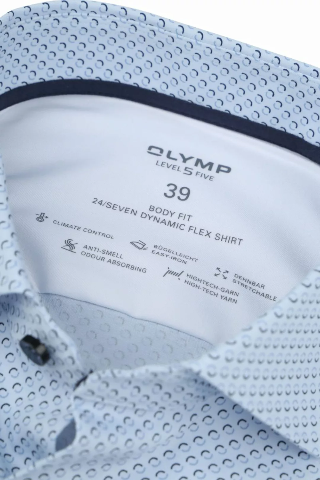 OLYMP Level 5 Hemd Stretch Druck Blau - Größe 42 günstig online kaufen
