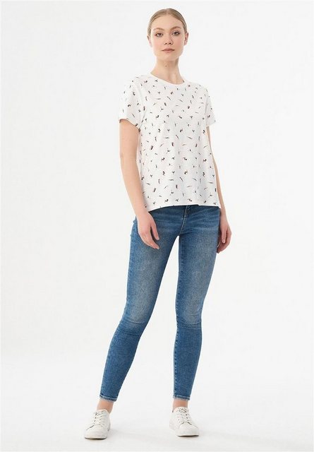 Damen T-shirt Aus Bio-baumwolle Mit Allover-print günstig online kaufen