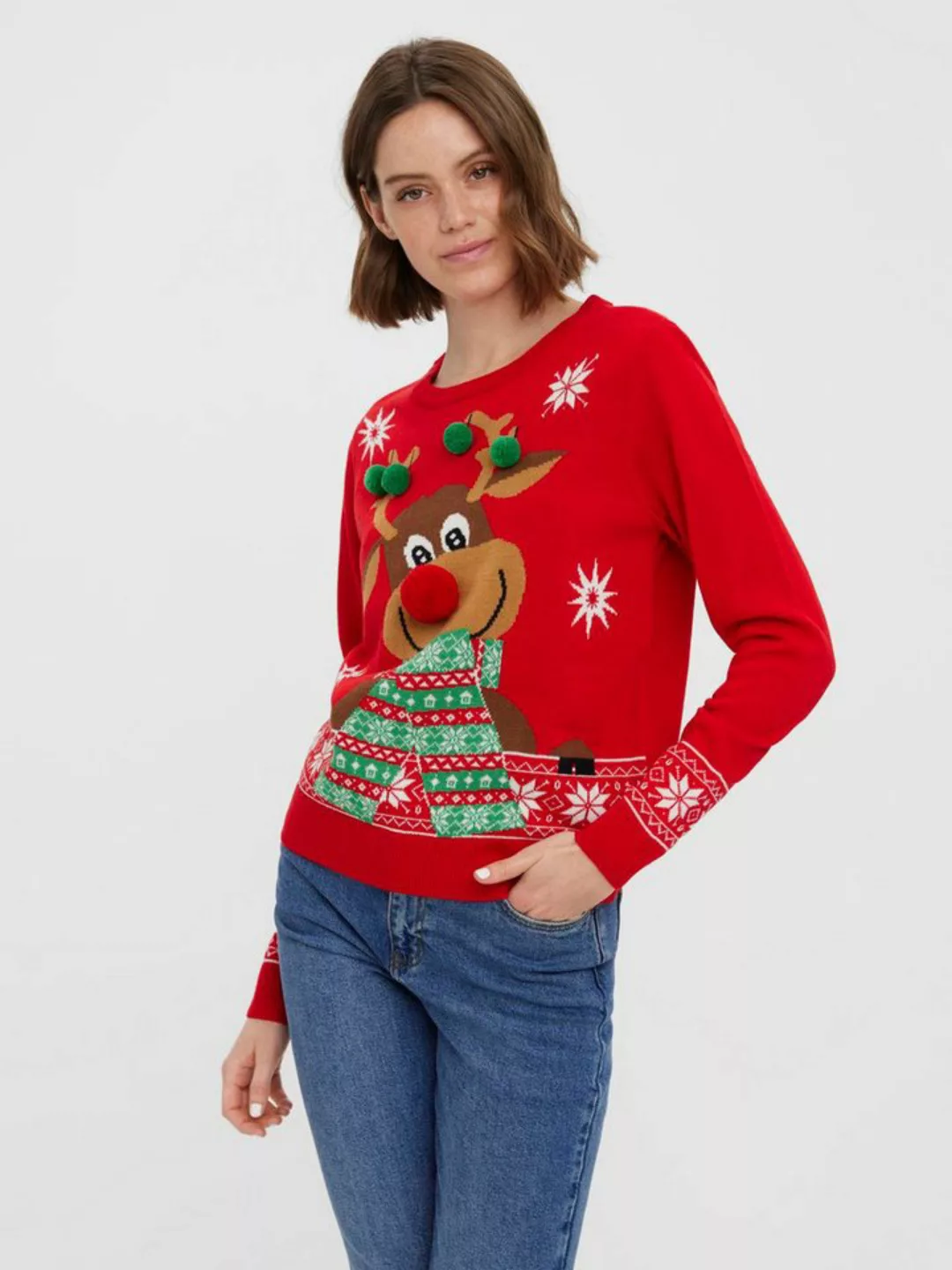 Vero Moda Weihnachtspullover VMNEWFROSTYDEER LS O-NECK BLOUSE XMAS günstig online kaufen