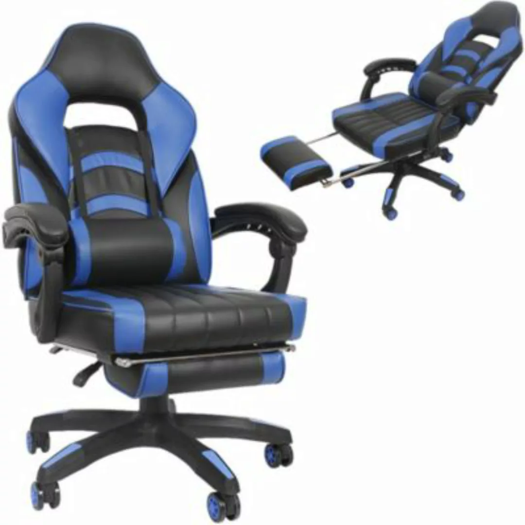 Mucola Gamingstuhl Bürostuhl Schreibtischstuhl Chefsessel in Schwarz Blau i günstig online kaufen