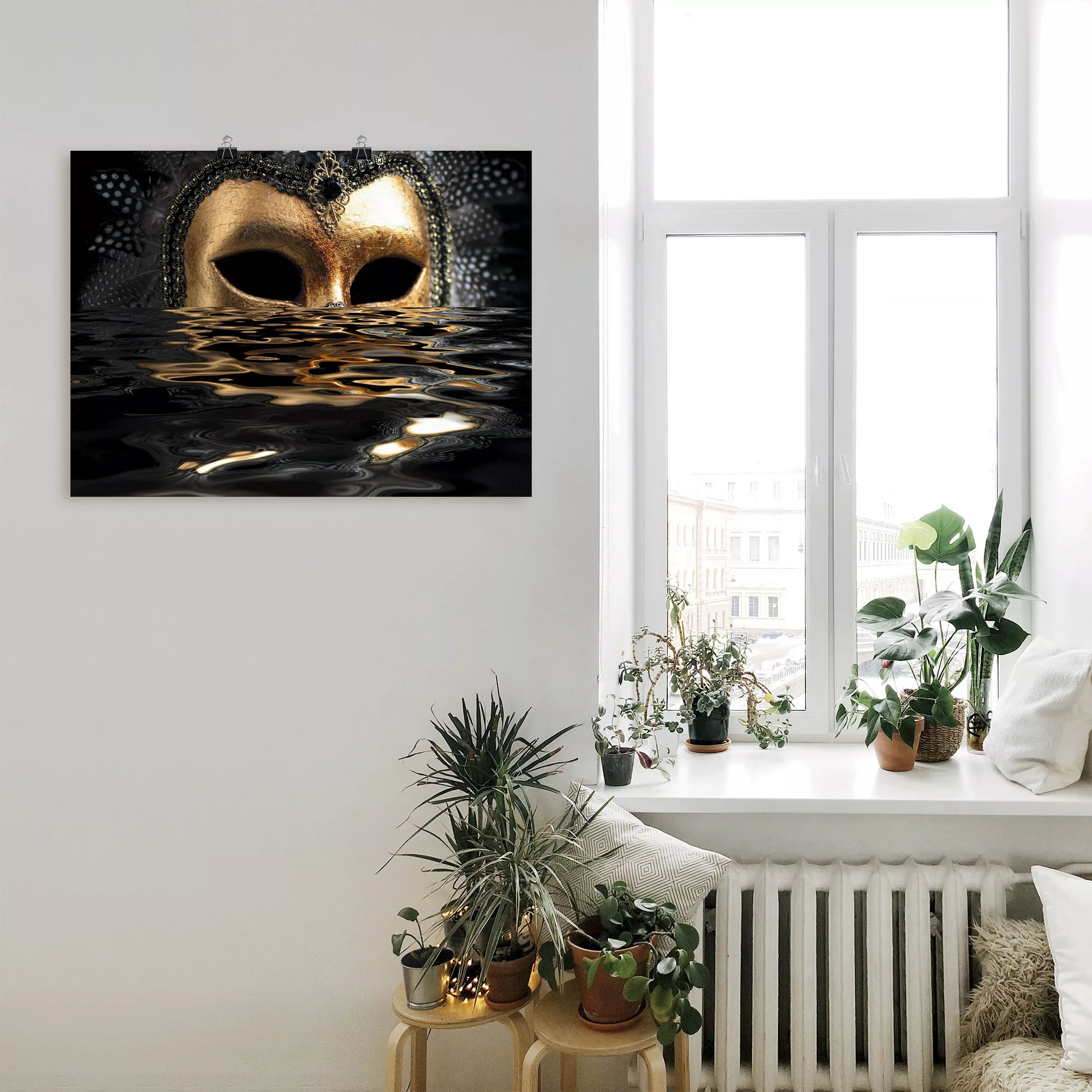 Artland Wandbild "Venezianische Maske mit Blattgold", Karneval, (1 St.), al günstig online kaufen