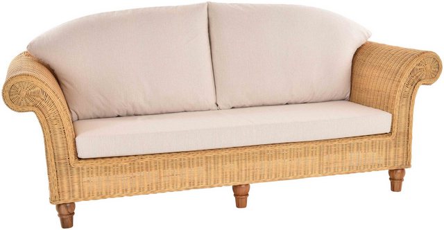 Krines Home Loungesofa Luxus Natur Rattan Wohnzimmersofa Cambridge Rattanso günstig online kaufen