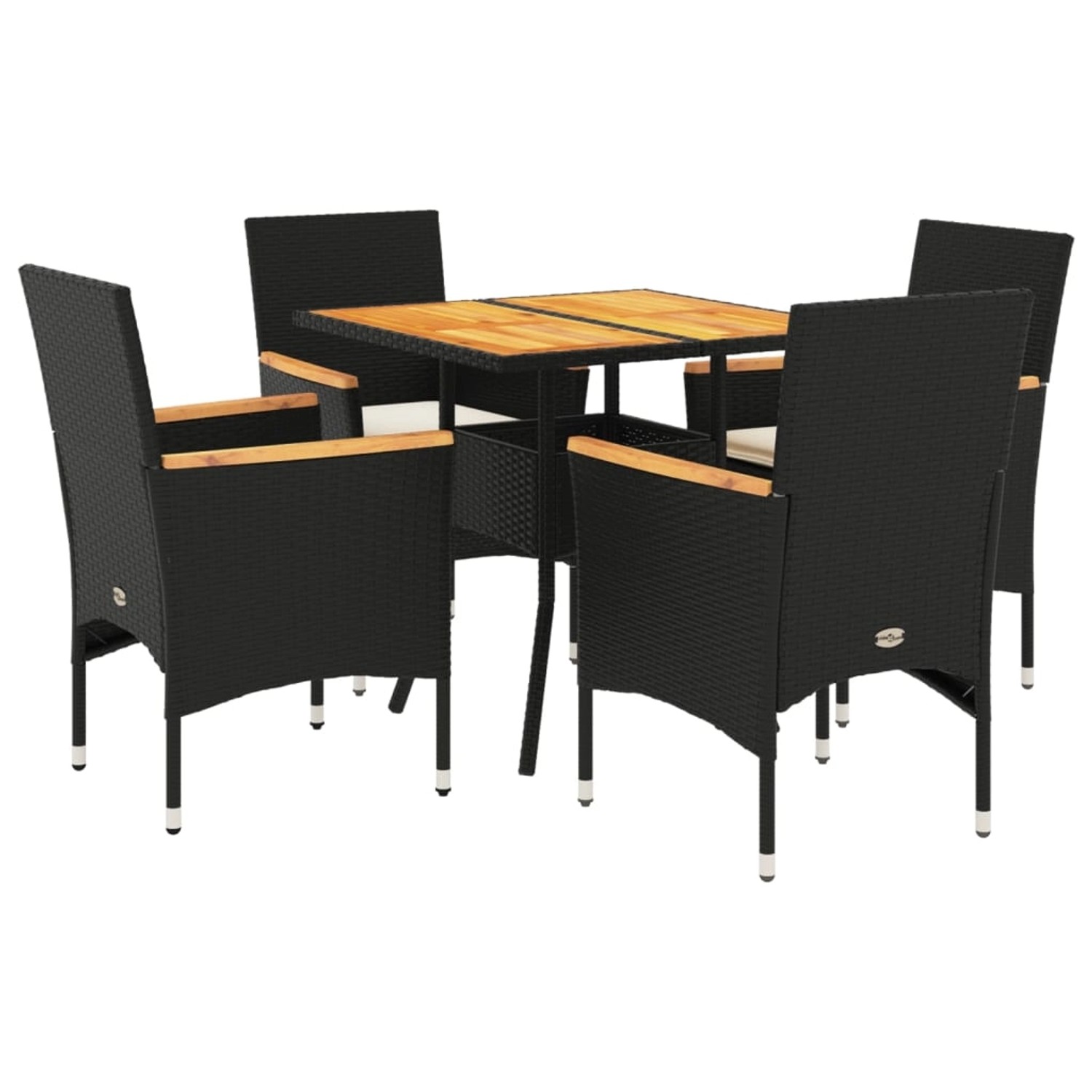 vidaXL 5-Tlg Garten-Essgruppe mit Kissen Schwarz Poly Rattan Akazie 3278698 günstig online kaufen