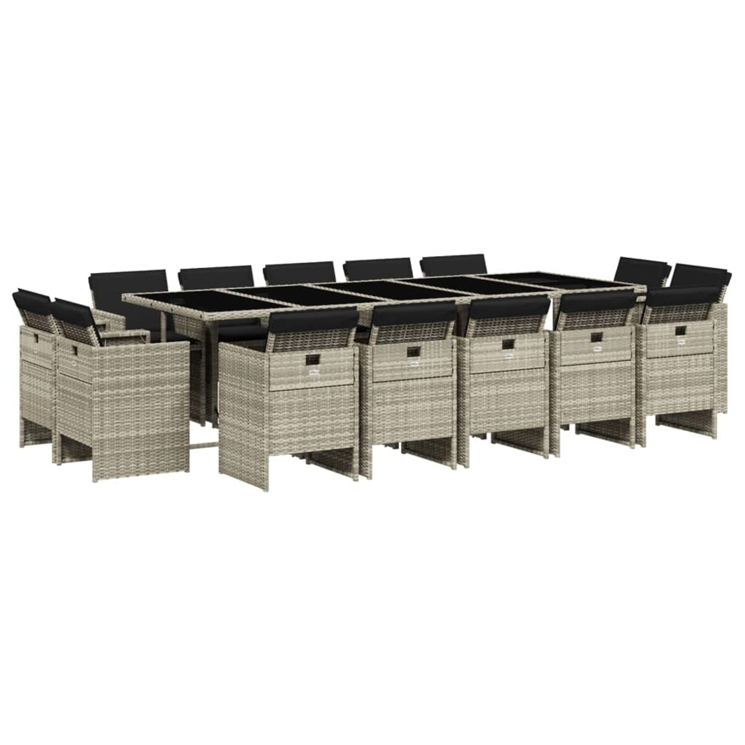 vidaXL 15-Tlg Garten-Essgruppe mit Kissen Hellgrau Poly Rattan 3277822 günstig online kaufen