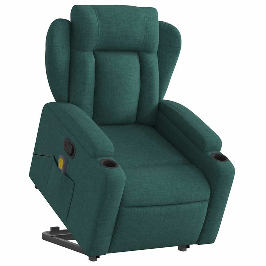 vidaXL Sessel Massagesessel mit Aufstehhilfe Dunkelgrün günstig online kaufen