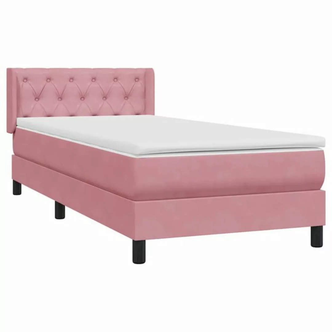 vidaXL Bett Boxspringbett mit Matratze Rosa 80x220 cm Samt günstig online kaufen