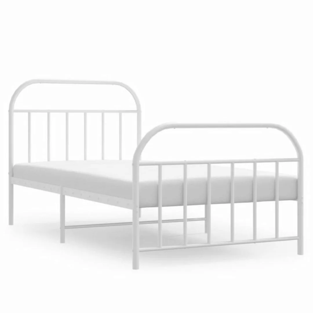 furnicato Bett Bettgestell mit Kopf- und Fußteil Metall Weiß 107x203 cm günstig online kaufen